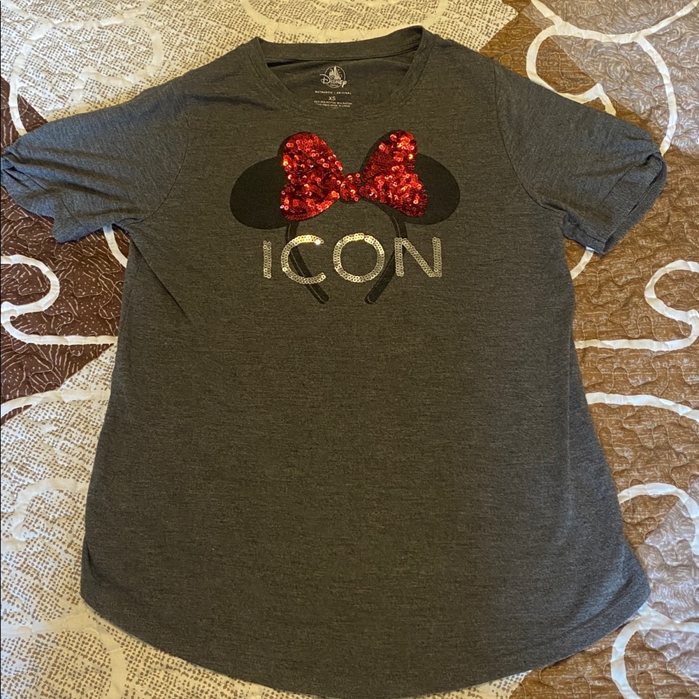 Disney XS women Minnie Mouse Icon Tee - Gray and Red
